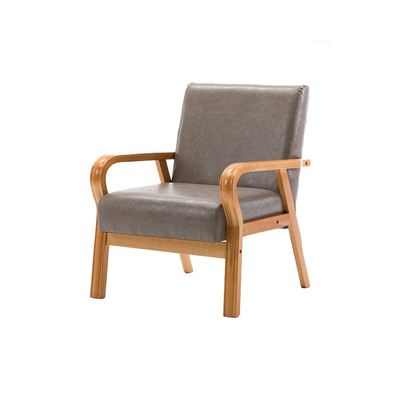 Arm Chair 25.19" L x 25.98" W x 29.52" H Solid Wood Frame Accent Armchair Pewter Natural Wood Clearhalo 'Accent Chairs' 'accent_chairs' 'Chairs & Seating' 'furn' 'furn_accent_chairs' 'Furniture' 'Living Room Furniture' 5451543