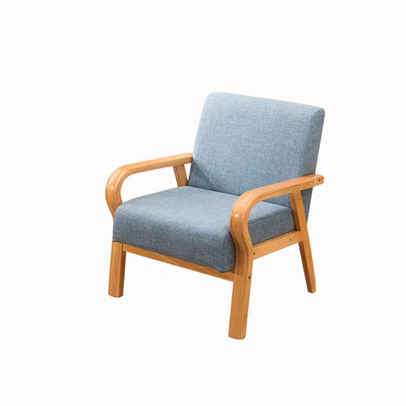 Arm Chair 25.19" L x 25.98" W x 29.52" H Solid Wood Frame Accent Armchair Sky Blue Natural Wood Clearhalo 'Accent Chairs' 'accent_chairs' 'Chairs & Seating' 'furn' 'furn_accent_chairs' 'Furniture' 'Living Room Furniture' 5451547