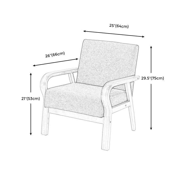 Arm Chair 25.19" L x 25.98" W x 29.52" H Solid Wood Frame Accent Armchair Clearhalo 'Accent Chairs' 'accent_chairs' 'Chairs & Seating' 'furn' 'furn_accent_chairs' 'Furniture' 'Living Room Furniture' 5451556