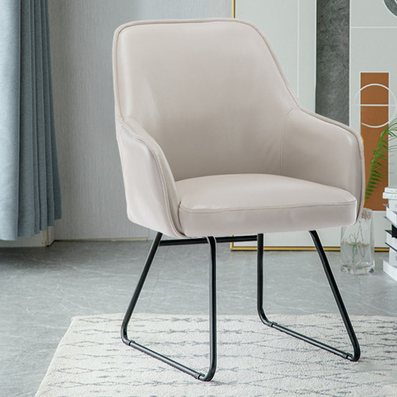 Faux Leather Arm Chair 22.44" L x 23.22" W x 32.67" H Accent Armchair for Living Room Cream Gray Non-Swivel Clearhalo 'Accent Chairs' 'accent_chairs' 'Chairs & Seating' 'furn' 'furn_accent_chairs' 'Furniture' 'Living Room Furniture' 5451616
