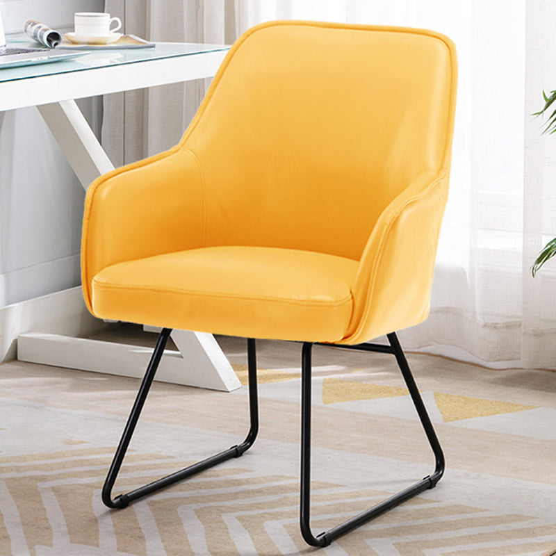 Faux Leather Arm Chair 22.44" L x 23.22" W x 32.67" H Accent Armchair for Living Room Yellow Swivel Clearhalo 'Accent Chairs' 'accent_chairs' 'Chairs & Seating' 'furn' 'furn_accent_chairs' 'Furniture' 'Living Room Furniture' 5451618