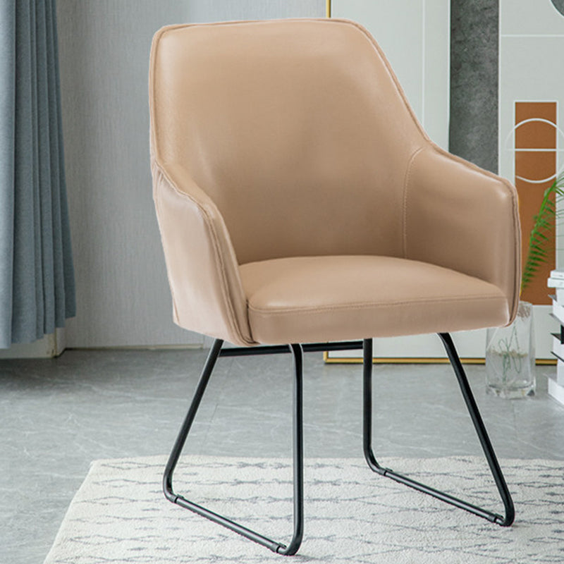 Faux Leather Arm Chair 22.44" L x 23.22" W x 32.67" H Accent Armchair for Living Room Khaki Non-Swivel Clearhalo 'Accent Chairs' 'accent_chairs' 'Chairs & Seating' 'furn' 'furn_accent_chairs' 'Furniture' 'Living Room Furniture' 5451622