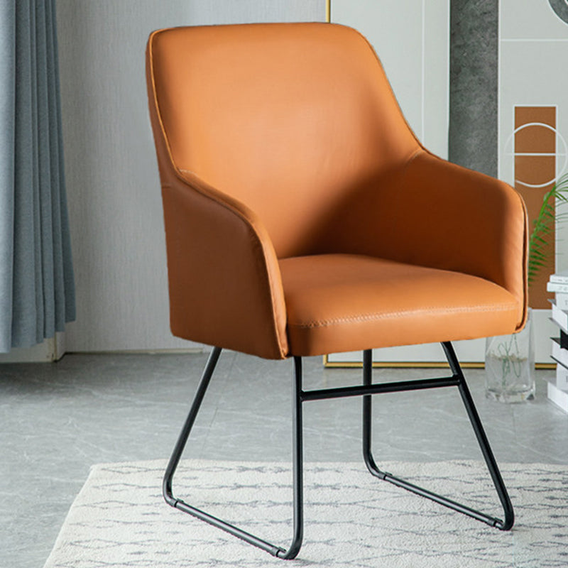 Faux Leather Arm Chair 22.44" L x 23.22" W x 32.67" H Accent Armchair for Living Room Orange Non-Swivel Clearhalo 'Accent Chairs' 'accent_chairs' 'Chairs & Seating' 'furn' 'furn_accent_chairs' 'Furniture' 'Living Room Furniture' 5451626