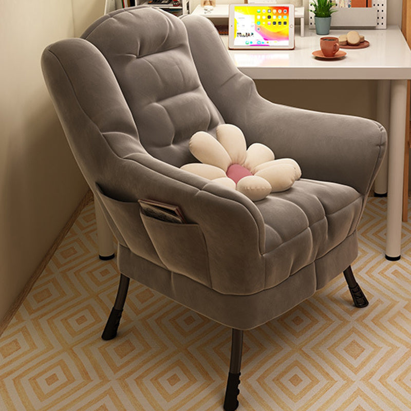 Arms Included Chair 24.87" L x 24.4"W x 36.6"H Chair for Living Room Dark Gray Suede Clearhalo 'Accent Chairs' 'accent_chairs' 'Chairs & Seating' 'furn' 'furn_accent_chairs' 'Furniture' 'Living Room Furniture' 5451641