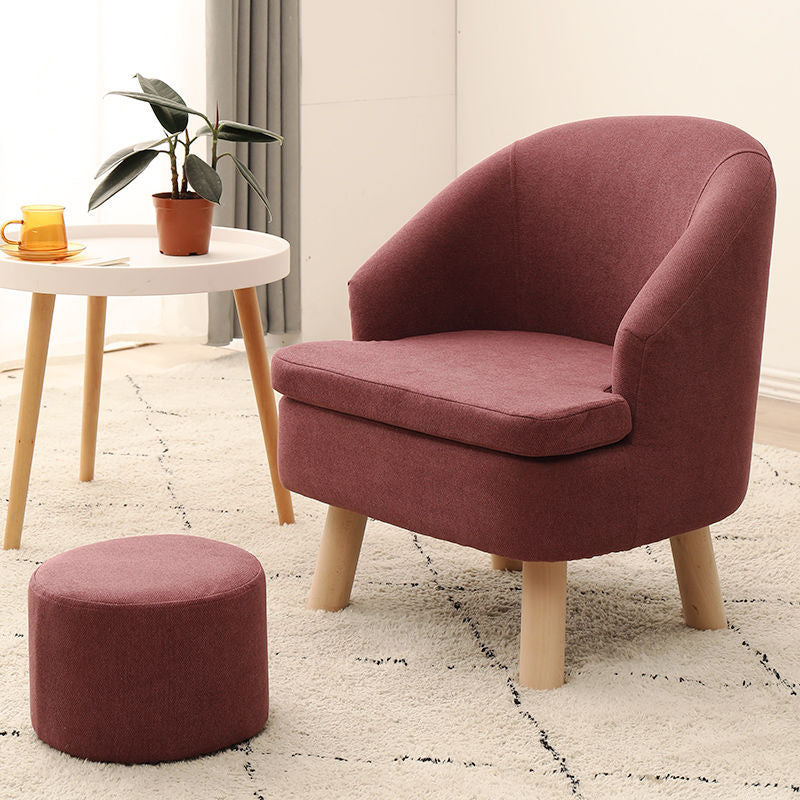 Recessed Arms Chair with Basic Four Legs with Tight Back for Bedroom