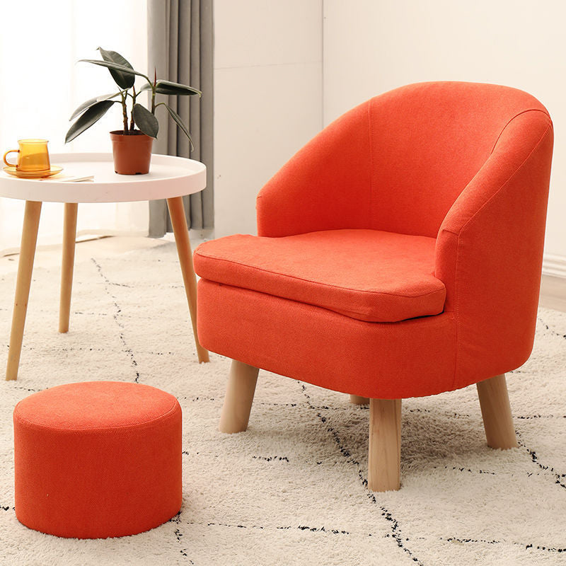 Recessed Arms Chair with Basic Four Legs with Tight Back for Bedroom