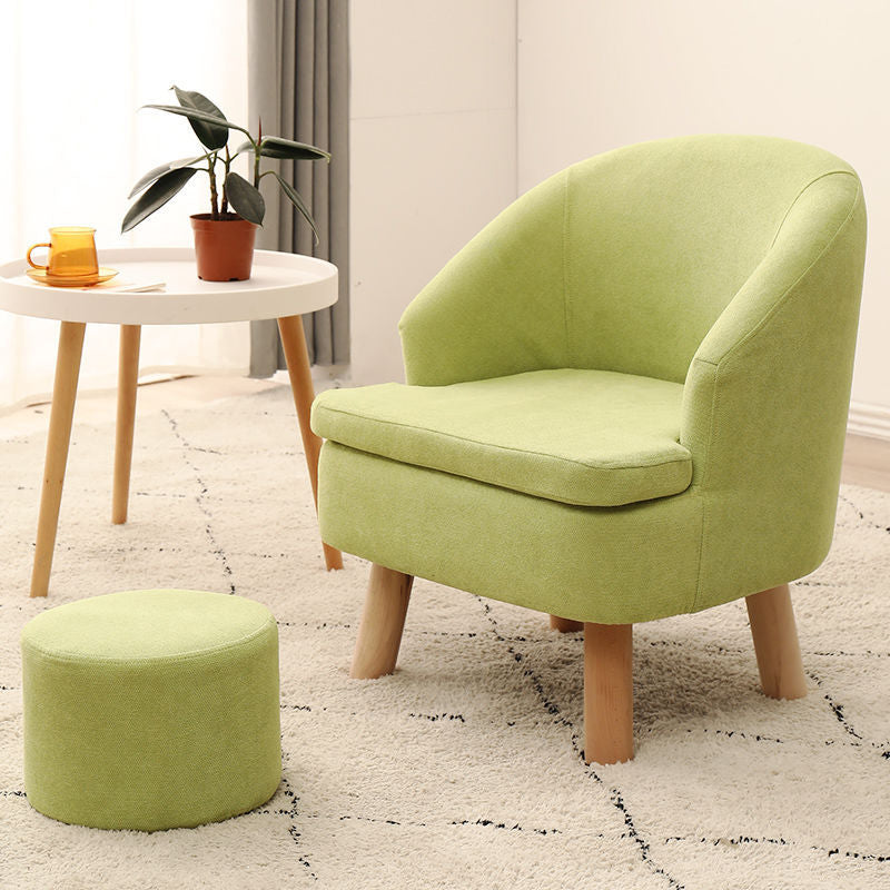 Recessed Arms Chair with Basic Four Legs with Tight Back for Bedroom