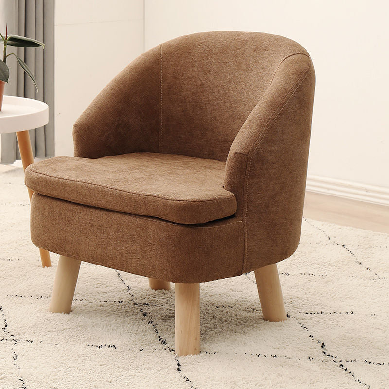 Recessed Arms Chair with Basic Four Legs with Tight Back for Bedroom