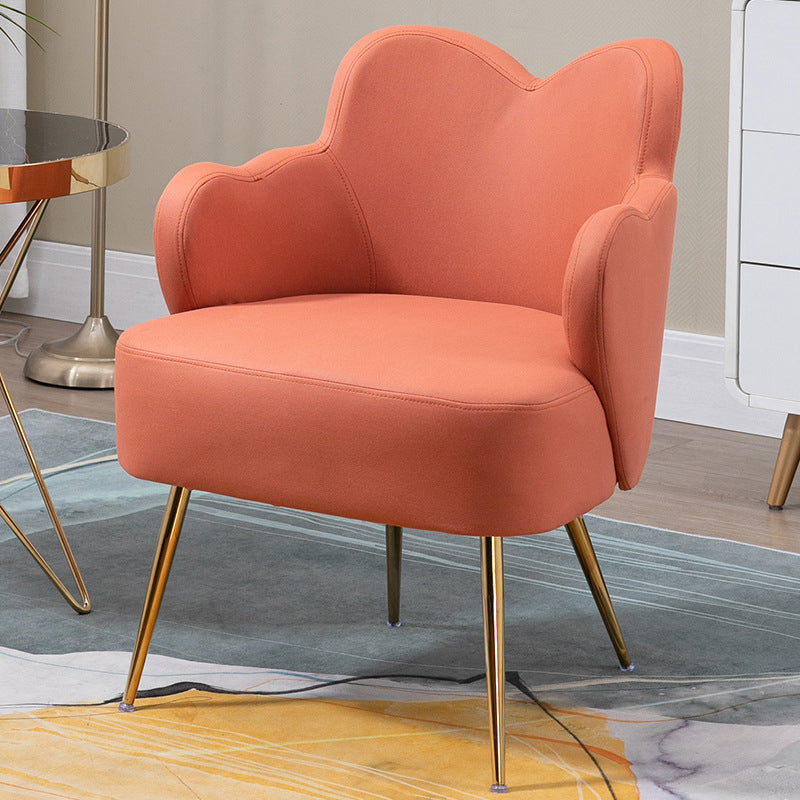 Velvet/Faux Leather Chair 23.6" L x 23.6"W x 30.7"H Arms Included Chair Orange Faux Leather Clearhalo 'Accent Chairs' 'accent_chairs' 'Chairs & Seating' 'furn' 'furn_accent_chairs' 'Furniture' 'Living Room Furniture' 5451665