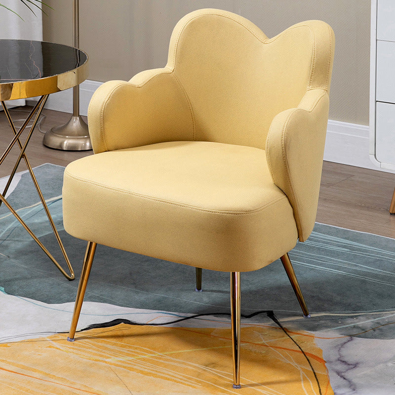 Velvet/Faux Leather Chair 23.6" L x 23.6"W x 30.7"H Arms Included Chair Yellow Faux Leather Clearhalo 'Accent Chairs' 'accent_chairs' 'Chairs & Seating' 'furn' 'furn_accent_chairs' 'Furniture' 'Living Room Furniture' 5451667