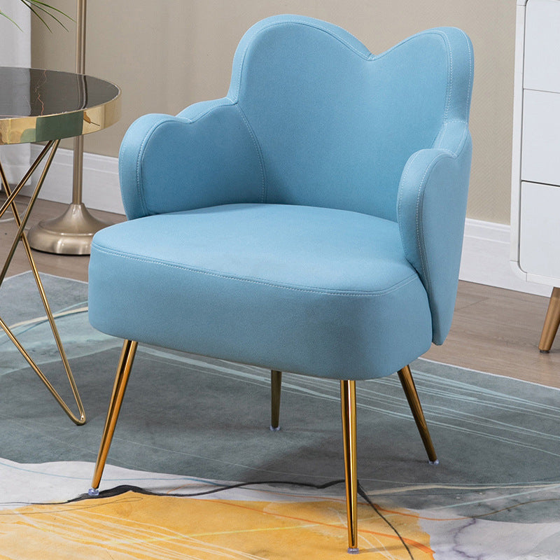 Velvet/Faux Leather Chair 23.6" L x 23.6"W x 30.7"H Arms Included Chair Blue Faux Leather Clearhalo 'Accent Chairs' 'accent_chairs' 'Chairs & Seating' 'furn' 'furn_accent_chairs' 'Furniture' 'Living Room Furniture' 5451670