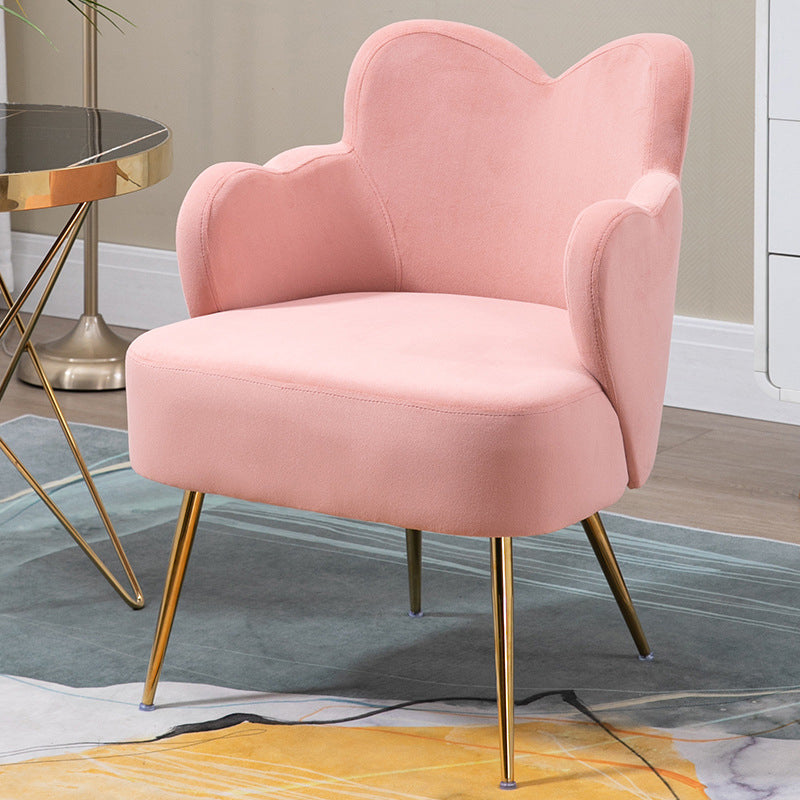 Velvet/Faux Leather Chair 23.6" L x 23.6"W x 30.7"H Arms Included Chair Pearl Pink Suede Clearhalo 'Accent Chairs' 'accent_chairs' 'Chairs & Seating' 'furn' 'furn_accent_chairs' 'Furniture' 'Living Room Furniture' 5451671