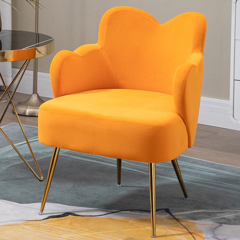 Velvet/Faux Leather Chair 23.6" L x 23.6"W x 30.7"H Arms Included Chair Orange Suede Clearhalo 'Accent Chairs' 'accent_chairs' 'Chairs & Seating' 'furn' 'furn_accent_chairs' 'Furniture' 'Living Room Furniture' 5451672