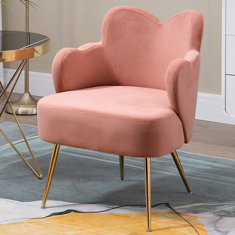 Velvet/Faux Leather Chair 23.6" L x 23.6"W x 30.7"H Arms Included Chair Pink Suede Clearhalo 'Accent Chairs' 'accent_chairs' 'Chairs & Seating' 'furn' 'furn_accent_chairs' 'Furniture' 'Living Room Furniture' 5451679