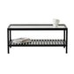 Modern Wooden Frame Coffe Table with Glass Top and Storage Shelf
