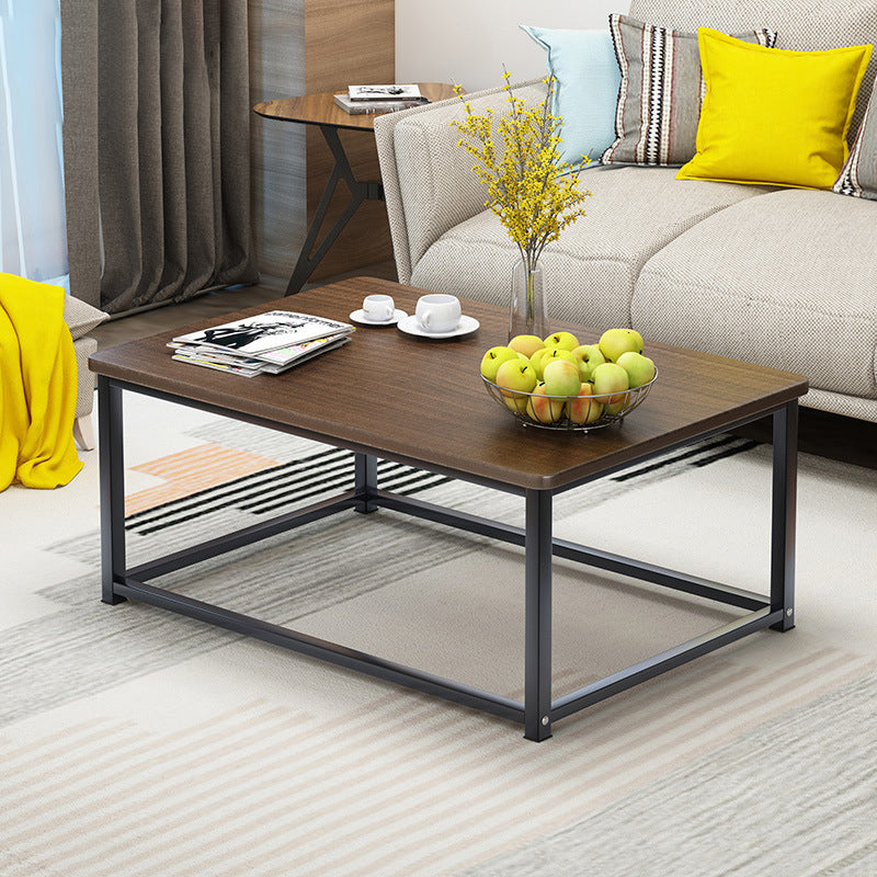 Modern Style Rectangular Wooden Table with Metal Frame Base Coffee Table 31.5"L x 16"W x 18"H Walnut+Black Clearhalo 'Coffee & Accent Tables' 'Coffee Tables' 'coffee_tables' 'furn' 'furn_coffee_tables' 'Furniture' 'Living Room Furniture' 5451747