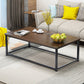 Modern Style Rectangular Wooden Table with Metal Frame Base Coffee Table 47"L x 24"W x 18"H Walnut+Black Clearhalo 'Coffee & Accent Tables' 'Coffee Tables' 'coffee_tables' 'furn' 'furn_coffee_tables' 'Furniture' 'Living Room Furniture' 5451748