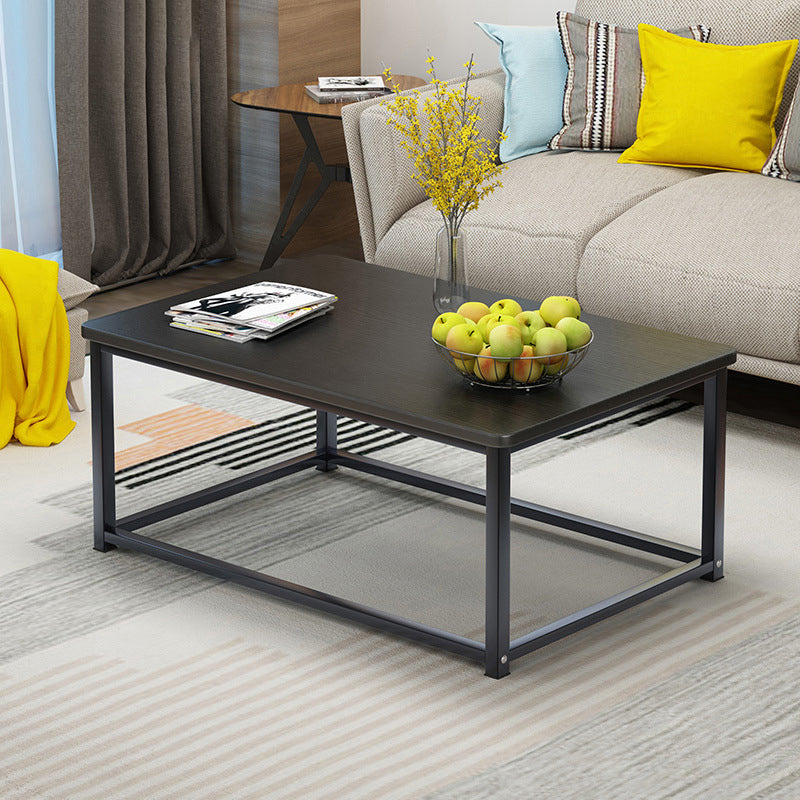 Modern Style Rectangular Wooden Table with Metal Frame Base Coffee Table 31.5"L x 16"W x 18"H Black Clearhalo 'Coffee & Accent Tables' 'Coffee Tables' 'coffee_tables' 'furn' 'furn_coffee_tables' 'Furniture' 'Living Room Furniture' 5451757