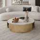 Mesa de centro con tapa de piedra Glam y mesa de cóctel redonda con base de tambor de acero