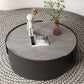 Mesa de centro con tapa de piedra Glam y mesa de cóctel redonda con base de tambor de acero
