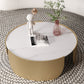 Mesa de centro con tapa de piedra Glam y mesa de cóctel redonda con base de tambor de acero