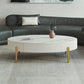 Glam Oval Stone Top Coffee Table with 4 Legs and 1 Storage Drawer