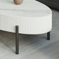 Glam Oval Stone Top Coffee Table with 4 Legs and 1 Storage Drawer