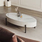 Glam Oval Stone Top Coffee Table with 4 Legs and 1 Storage Drawer