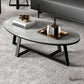 Glam Oval Top Coffee Table with Iron Cross Base and Stone Top Gray Clearhalo 'Coffee & Accent Tables' 'Coffee Tables' 'coffee_tables' 'furn' 'furn_coffee_tables' 'Furniture' 'Living Room Furniture' 5451841