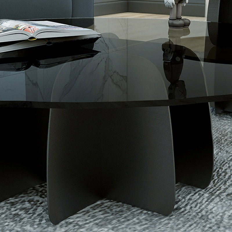 Modern Style Round Glass Table with Metal Base Pedestal Base Coffee Table