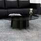 Modern Style Round Glass Table with Metal Base Pedestal Base Coffee Table