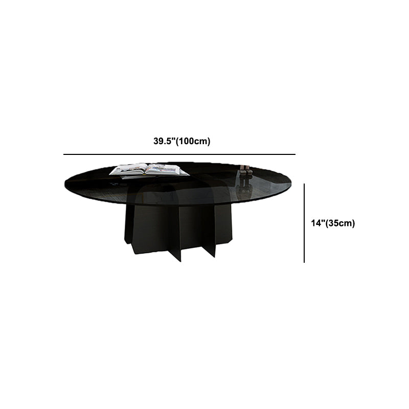Modern Style Round Glass Table with Metal Base Pedestal Base Coffee Table