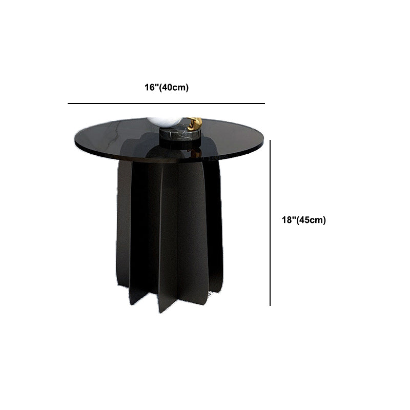 Modern Style Round Glass Table with Metal Base Pedestal Base Coffee Table