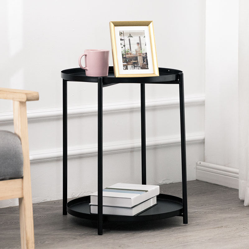 Salon scandinave table ronde de canapé-coffre table de plateau en métal