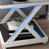 Modern Square End Table Double Tier Tempered Glass Sofa Side Table Clearhalo 'Coffee & Accent Tables' 'End & Side Tables' 'end_side_tables' 'furn' 'furn_end_side_tables' 'Furniture' 'Living Room Furniture' 5452060