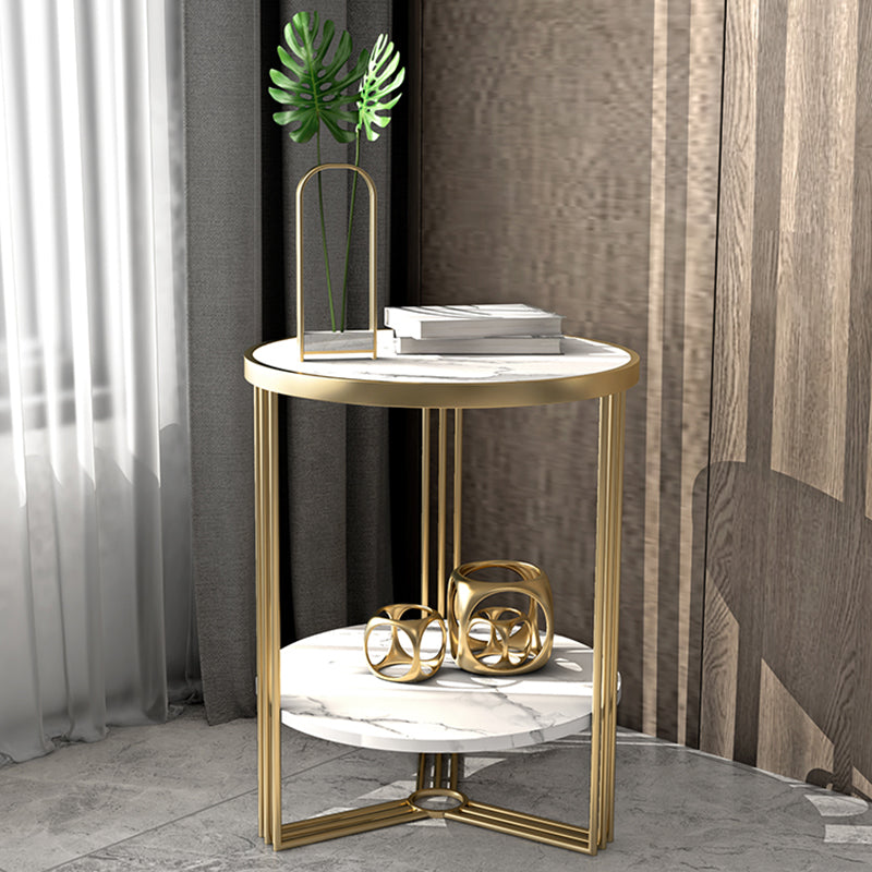 Tavolo da tavolo trasversale base in metallo oro marmo/tavolo tondo superiore in ardesia