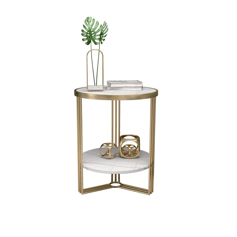 Tavolo da tavolo trasversale base in metallo oro marmo/tavolo tondo superiore in ardesia