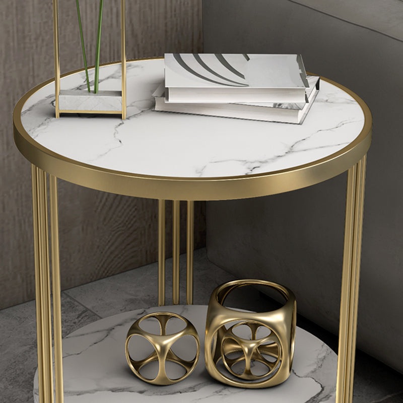Tavolo da tavolo trasversale base in metallo oro marmo/tavolo tondo superiore in ardesia