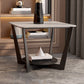 Cross Table Base Design Black Metal Base Marble Table Top Square Side Table