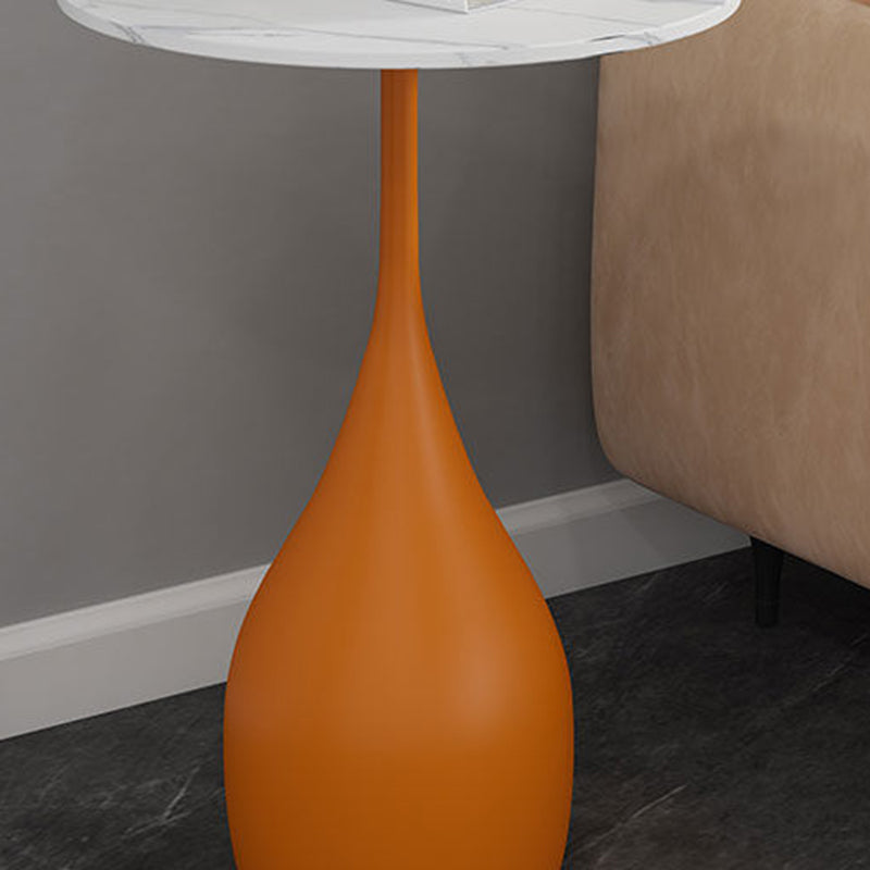 Tavolino rotondo a base di base in metallo in metallo moderno e tavolo top laterale