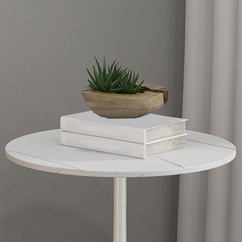 Tavolino rotondo a base di base in metallo in metallo moderno e tavolo top laterale