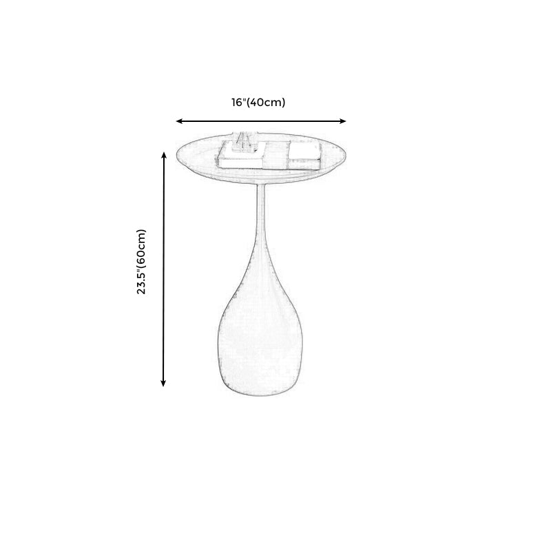 Tavolino rotondo a base di base in metallo in metallo moderno e tavolo top laterale