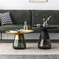 Modern Style Black/gold Metal Table Top Glass Base Round Side Table