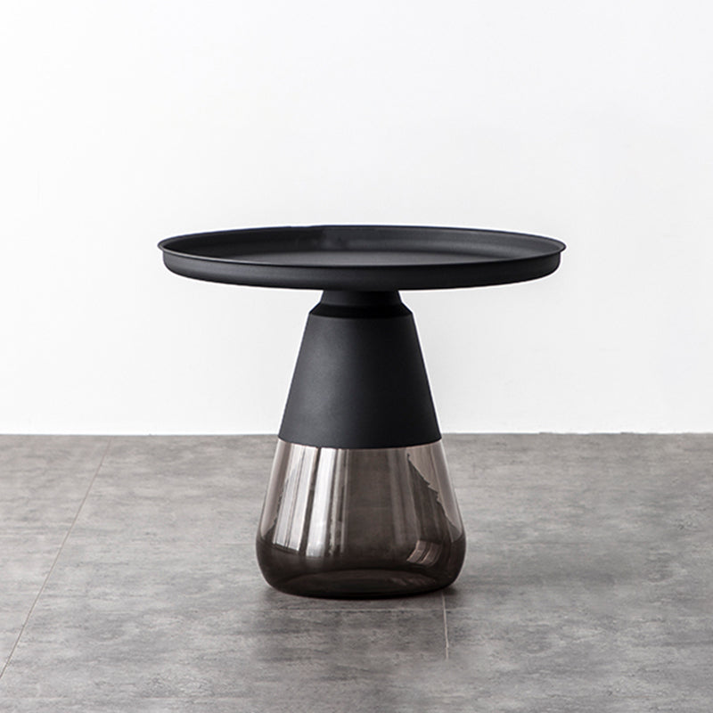 Modern Style Black/gold Metal Table Top Glass Base Round Side Table