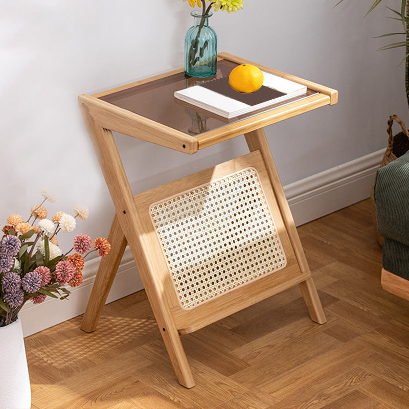 Tavolo di fascia alta in vetro 21.6 "tavolo da gambe a croce alta con scaffale per soggiorno