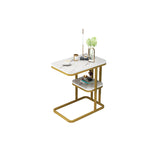 Modern Style Gold/black Metal Base Black/white Slate Top Rectangular Side Table Clearhalo 'Coffee & Accent Tables' 'End & Side Tables' 'end_side_tables' 'furn' 'furn_end_side_tables' 'Furniture' 'Living Room Furniture' 5452183