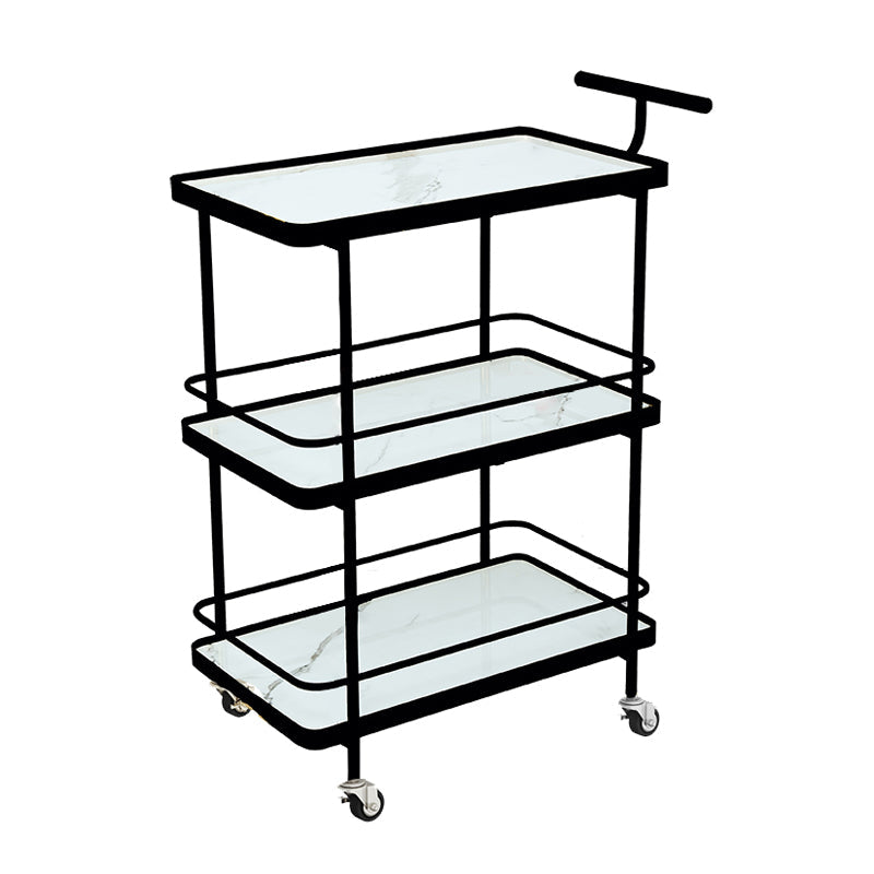 Modern 34.65"H Rolling Prep Table Rectangular Metal Prep Table for Home Use