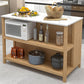 Traditional Stationary Kitchen Island Set Rectangular Wood Kitchen Island Set for Home Use