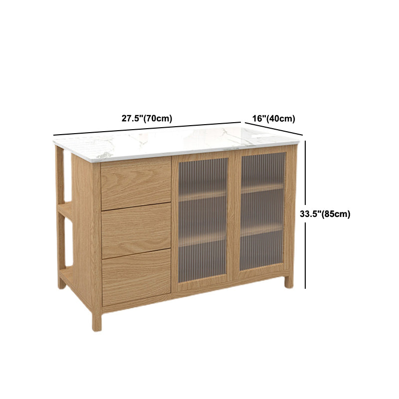 Traditional Stationary Kitchen Island Set Rectangular Wood Kitchen Island Set for Home Use