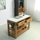 Modern Stationary Kitchen Island Set Wood Rectangular Kitchen Island Set for Home Use
